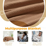 Waffle Weave Honeycomb Knit Soft Solid Textured Cotton Blanket