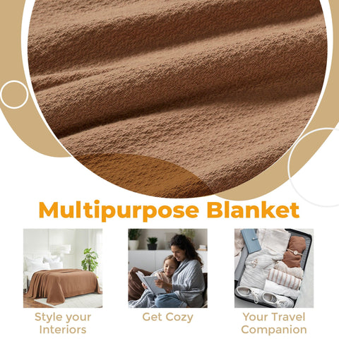 100% Cotton Waffle Blanket – Cooling Waffle Weave, Lightweight & Breathable