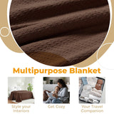 Waffle Weave Honeycomb Knit Soft Solid Textured Cotton Blanket