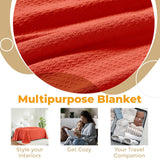 Waffle Weave Honeycomb Knit Soft Solid Textured Cotton Blanket