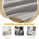 Waffle Weave Honeycomb Knit Soft Solid Textured Cotton Blanket