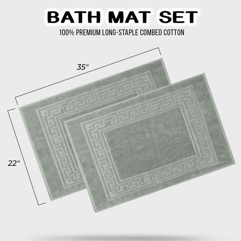 Egyptian Cotton Bath Mat Set of 2 Greek Key Infinity Border