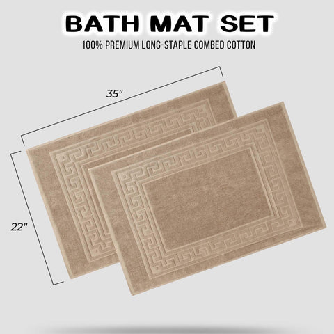 Egyptian Cotton Bath Mat Set of 2 Greek Key Infinity Border