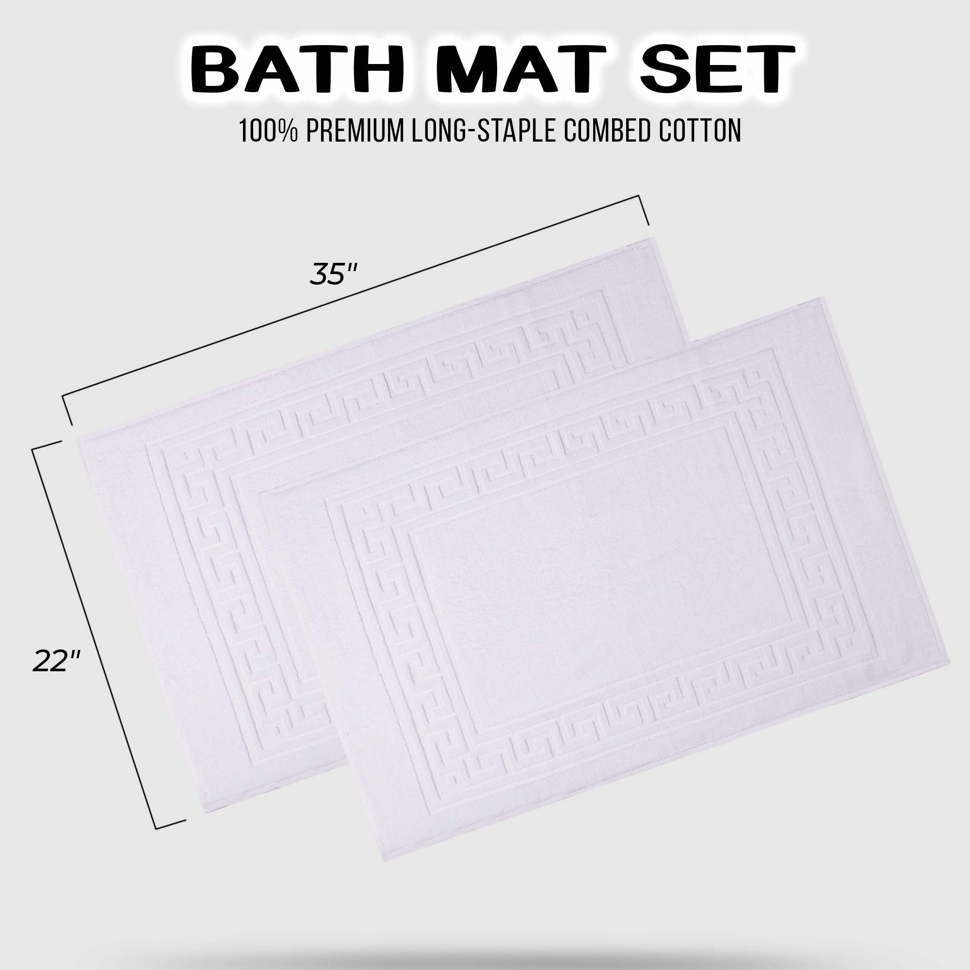 Egyptian Cotton Greek Key Infinity Border Bath Mat Set of 2