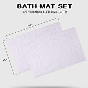 100% Cotton Absorbent Greek Key Border Solid 2 Piece Bath Mat Set