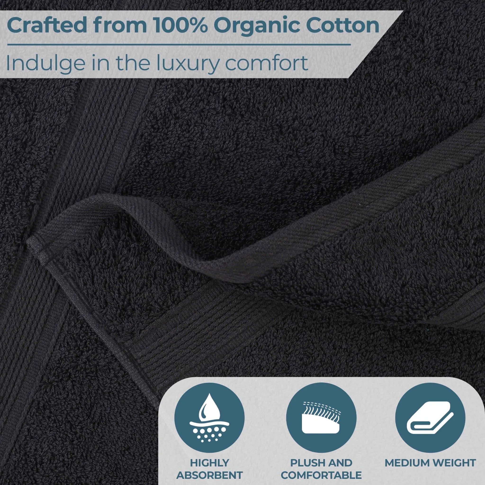 Oregon Organic Cotton Medium Weight Solid Hand Towel, Set of 6