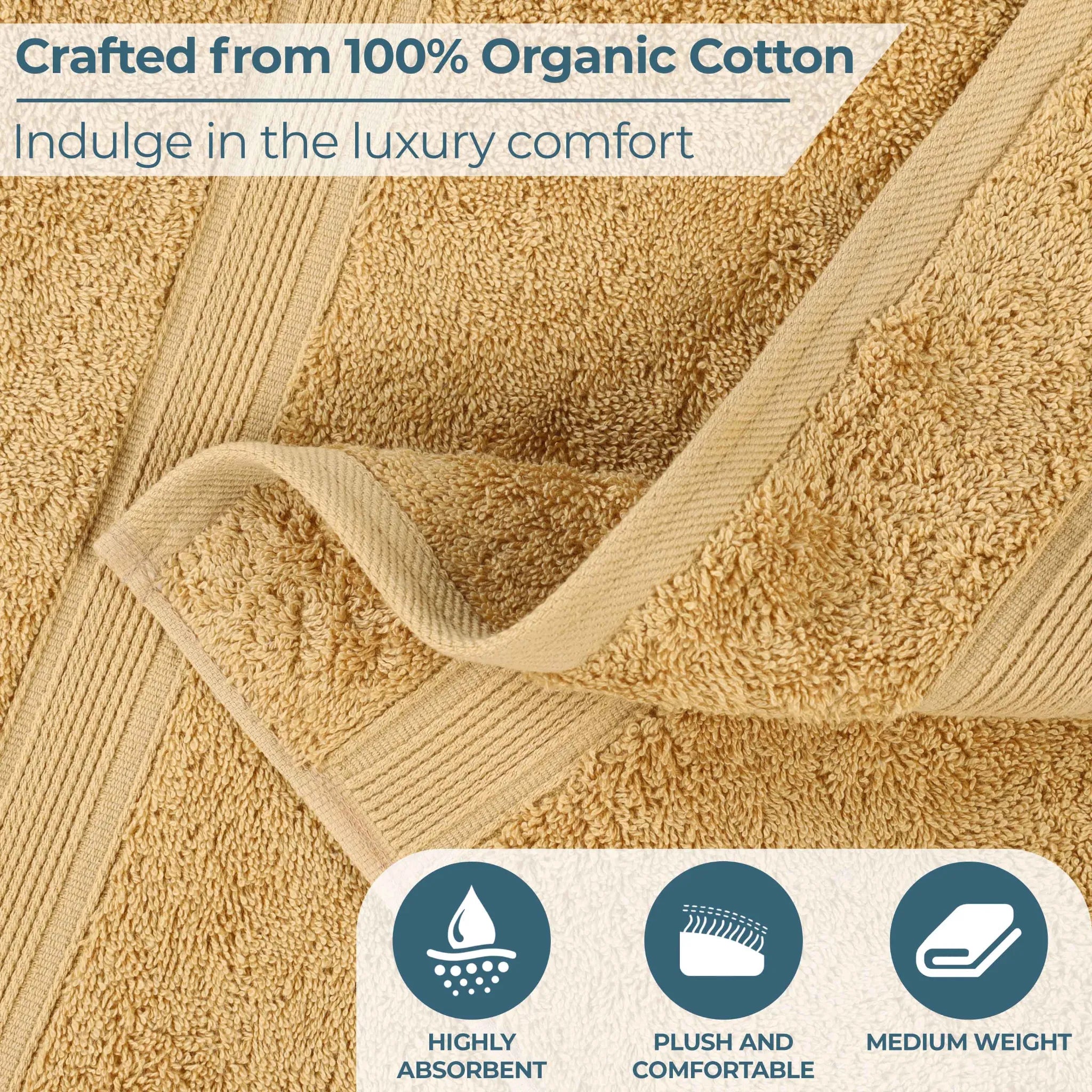 Oregon Organic Cotton Medium Weight Solid Hand Towel, Set of 6