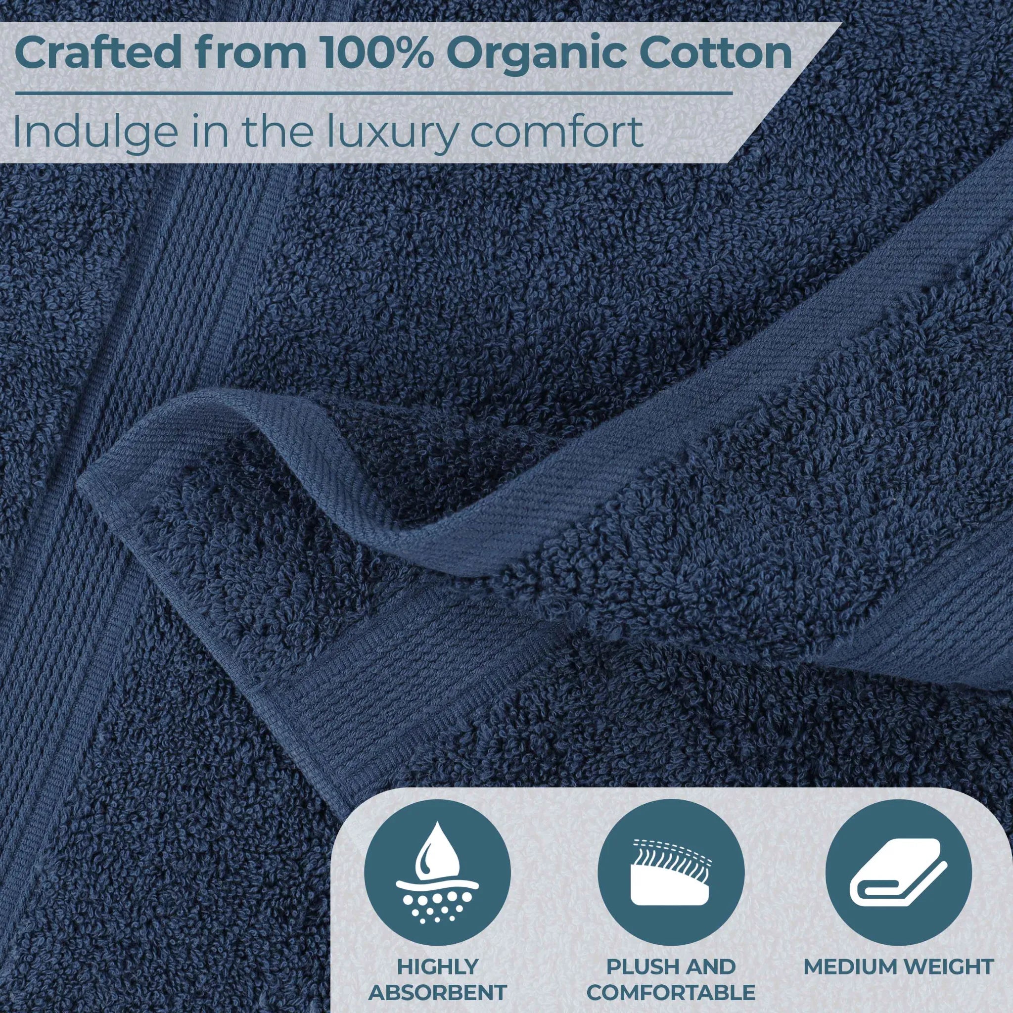 Oregon Organic Cotton Medium Weight Solid Hand Towel, Set of 6