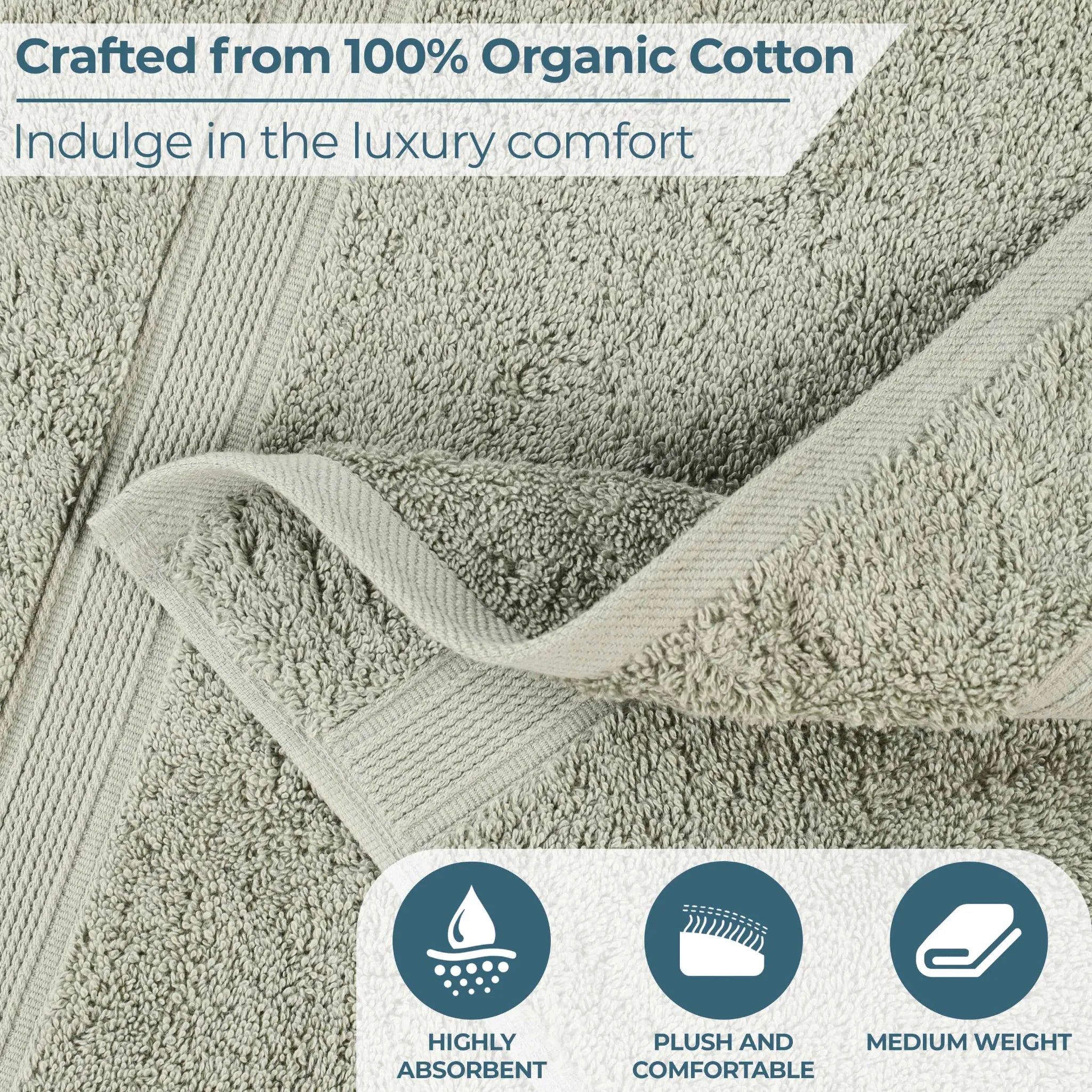 Oregon Organic Cotton Medium Weight Solid Hand Towel, Set of 6