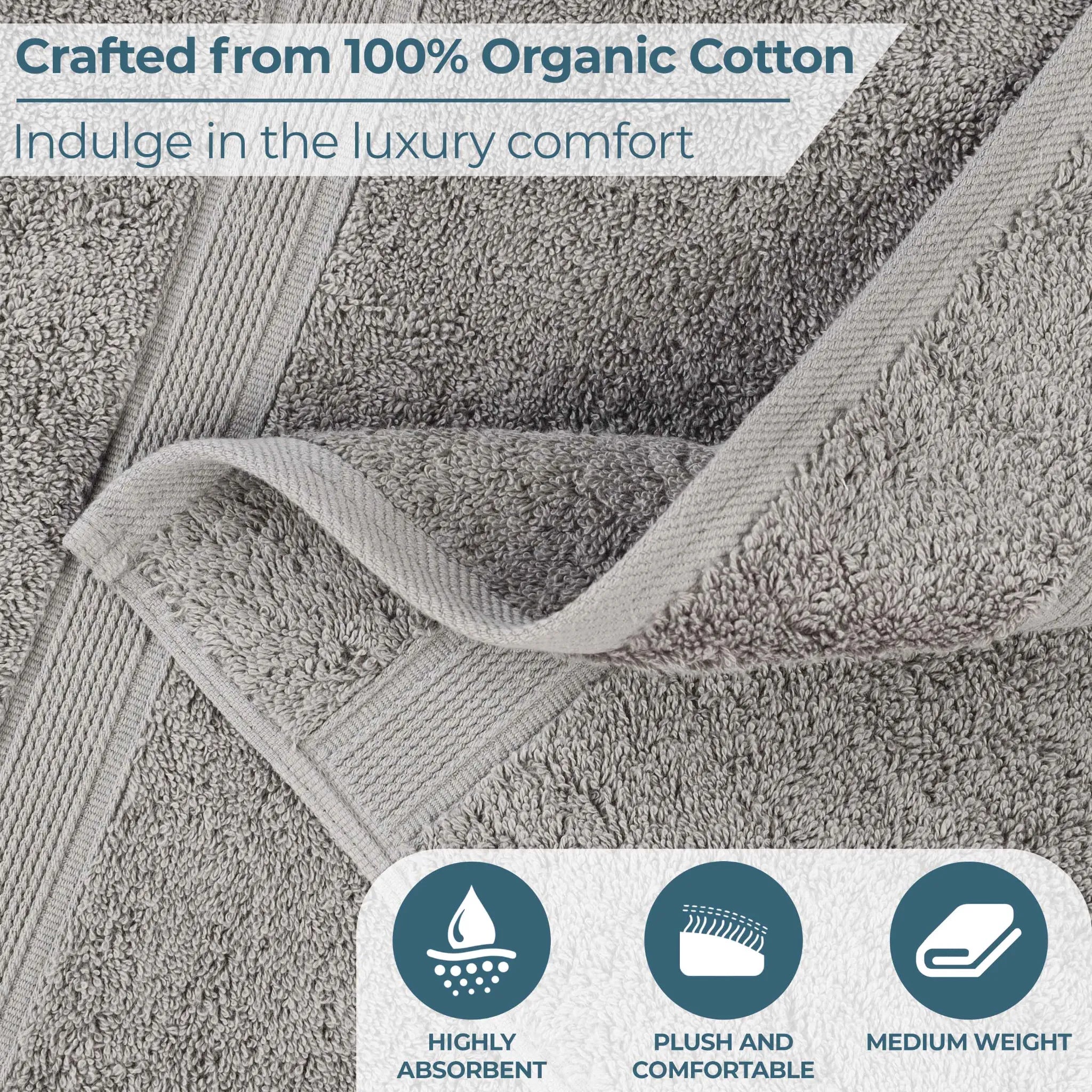 Oregon Organic Cotton Medium Weight Solid Hand Towel, Set of 6