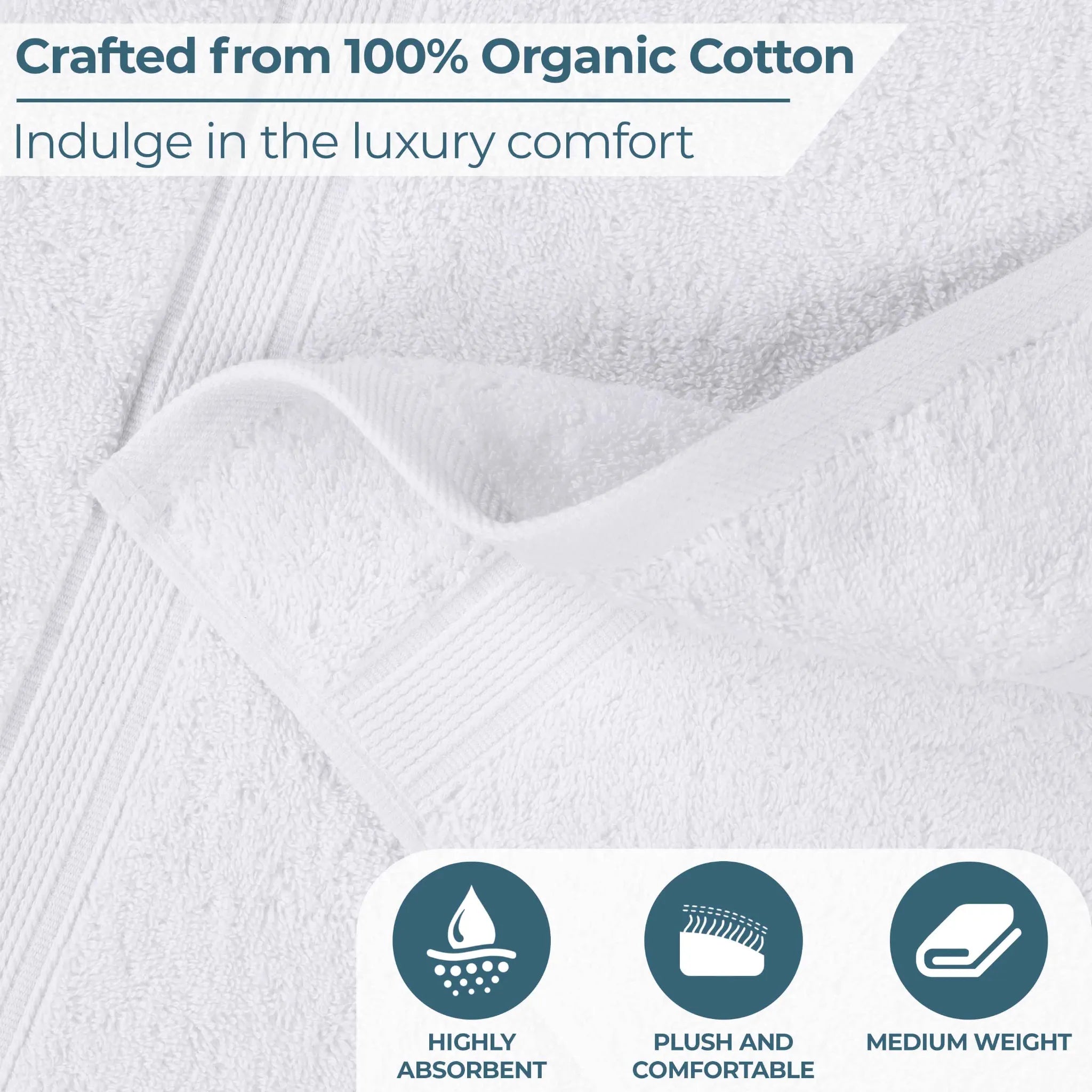 Oregon Organic Cotton Medium Weight Solid Hand Towel, Set of 6