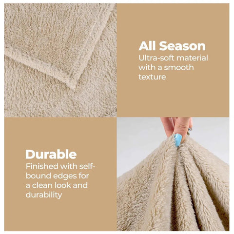 Fleece Plush Medium Weight Fluffy Soft Solid Decorative Blanket
