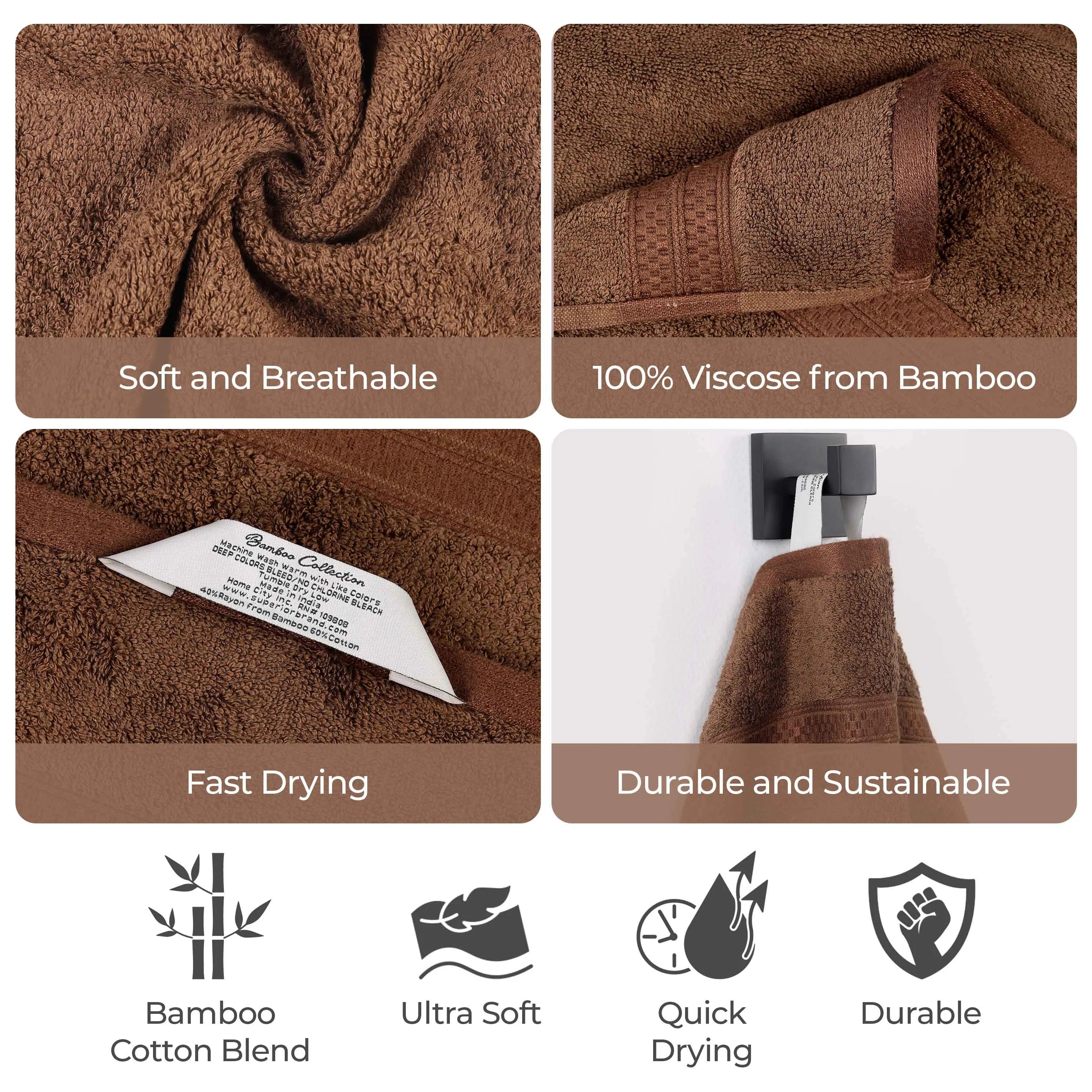 Ultra-Soft Rayon from Bamboo Cotton Blend Bath and Hand Towel Set
