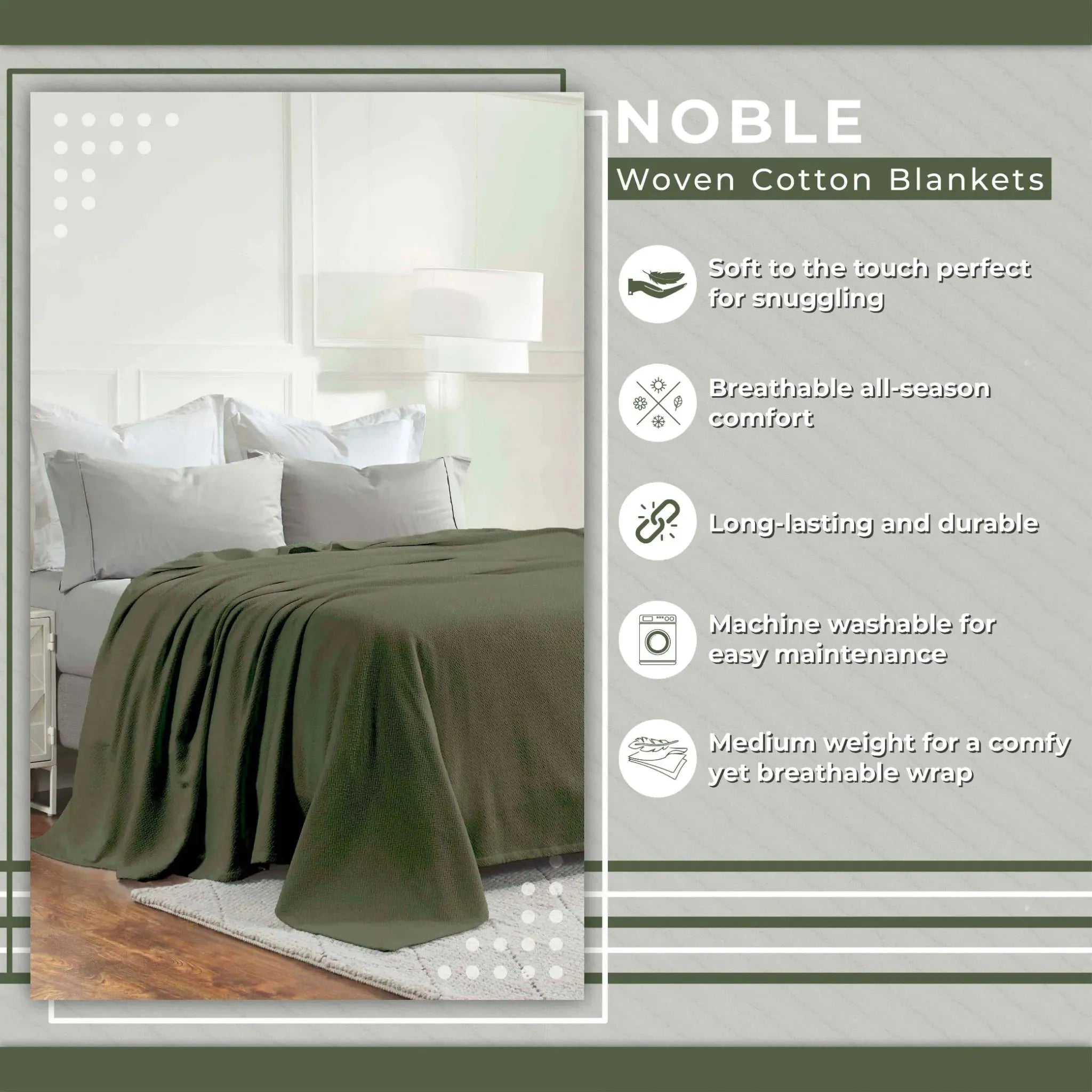 Nobel Cotton Textured Jacquard Chevron Lightweight Woven Blanket