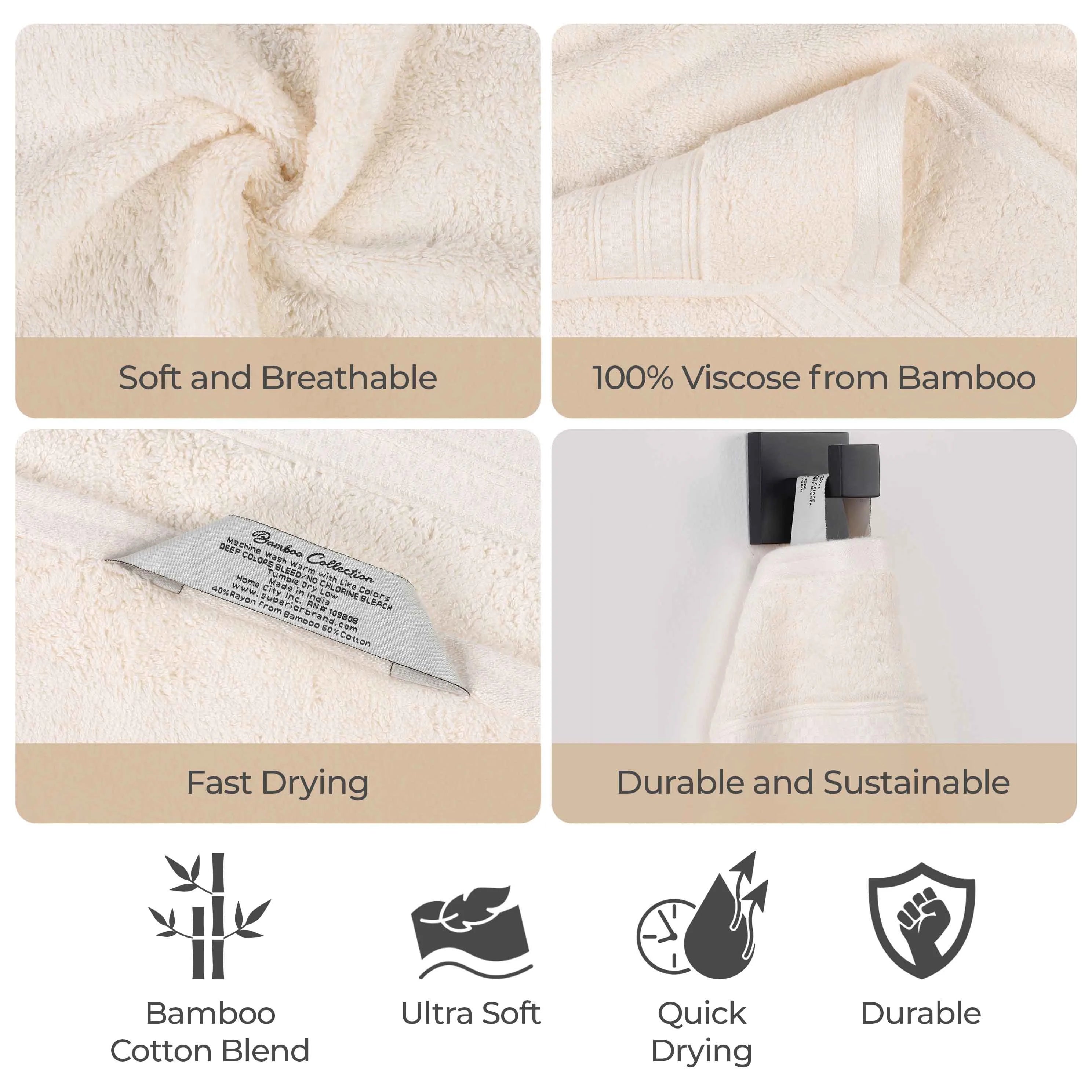 Rayon from Bamboo Cotton Blend Bath Towel Set of 4