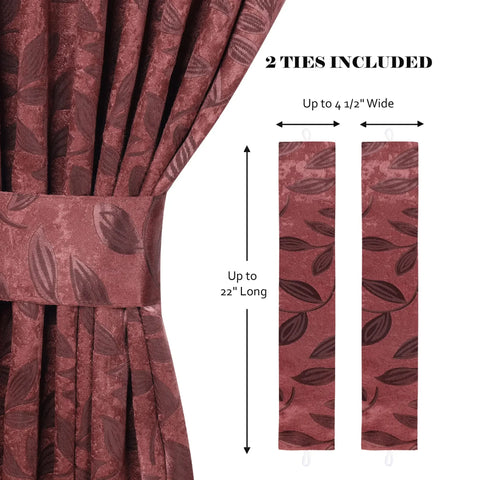 Blackout Window Curtains Leaves Pattern Room Darkening Set of 2