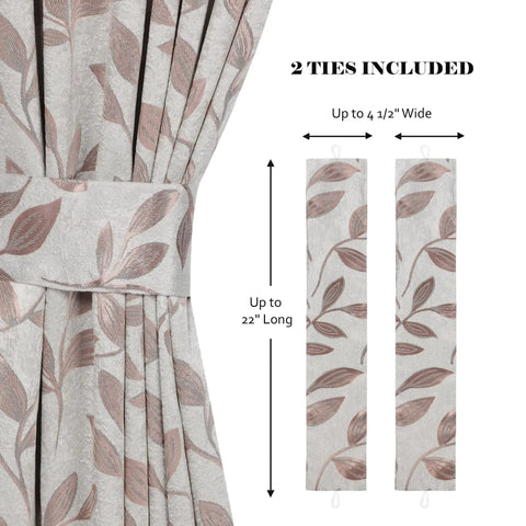 Blackout Window Curtains Leaves Pattern Room Darkening Set of 2