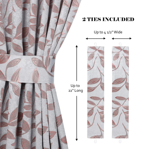 Blackout Window Curtains Leaves Pattern Room Darkening Set of 2