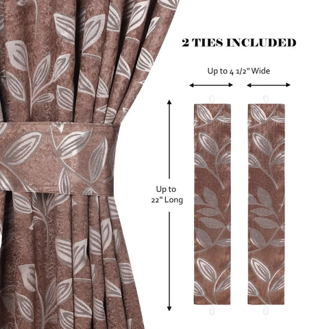 Blackout Window Curtains Leaves Pattern Room Darkening Set of 2