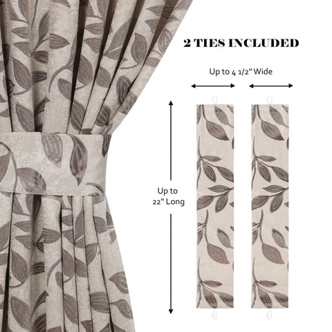Blackout Window Curtains Leaves Pattern Room Darkening Set of 2