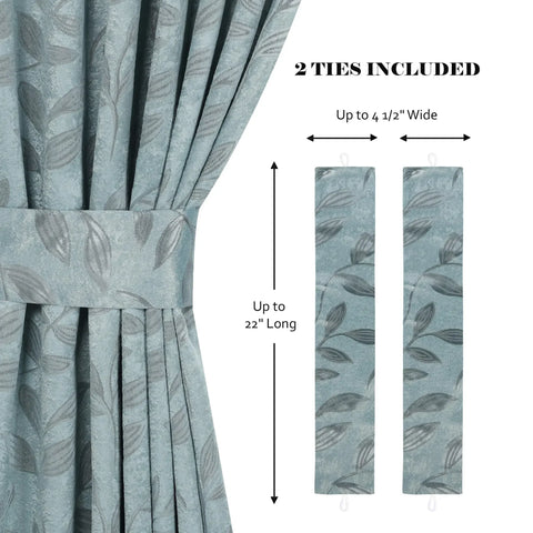 Blackout Window Curtains Leaves Pattern Room Darkening Set of 2