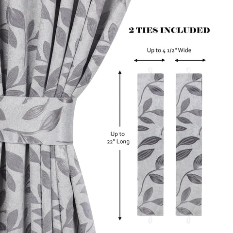 Blackout Window Curtains Leaves Pattern Room Darkening Set of 2