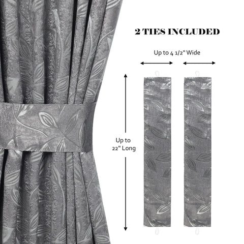 Blackout Window Curtains Leaves Pattern Room Darkening Set of 2