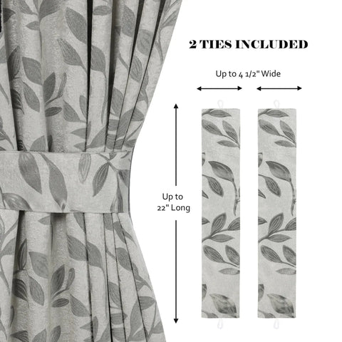 Blackout Window Curtains Leaves Pattern Room Darkening Set of 2