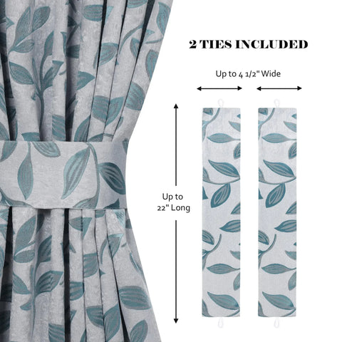 Blackout Window Curtains Leaves Pattern Room Darkening Set of 2