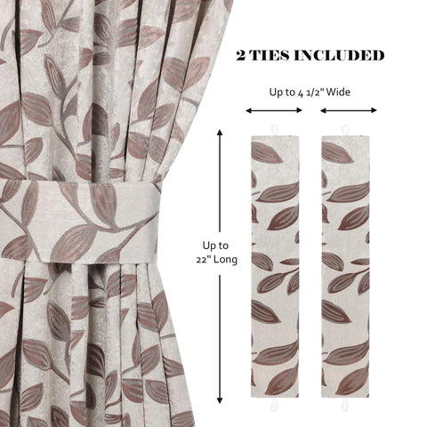 Blackout Window Curtains Leaves Pattern Room Darkening Set of 2