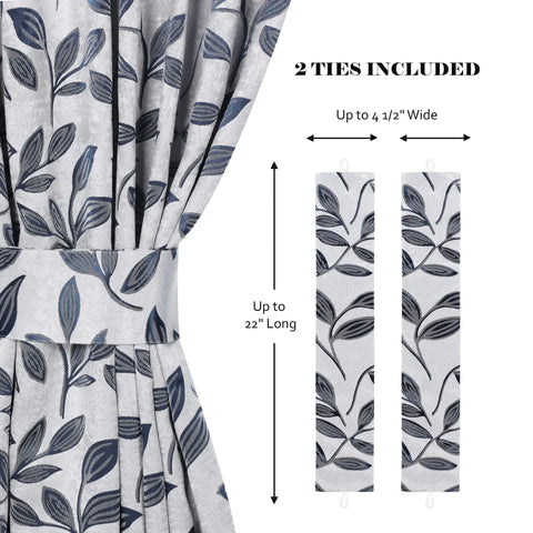 Blackout Window Curtains Leaves Pattern Room Darkening Set of 2