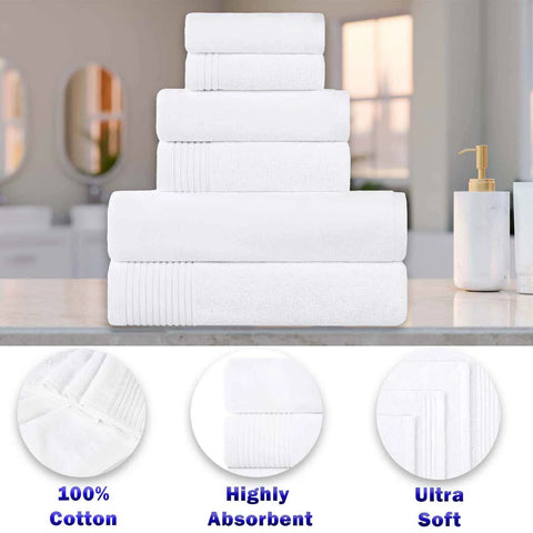Marble Cotton Jacquard and Solid Towel Set 6 Piece