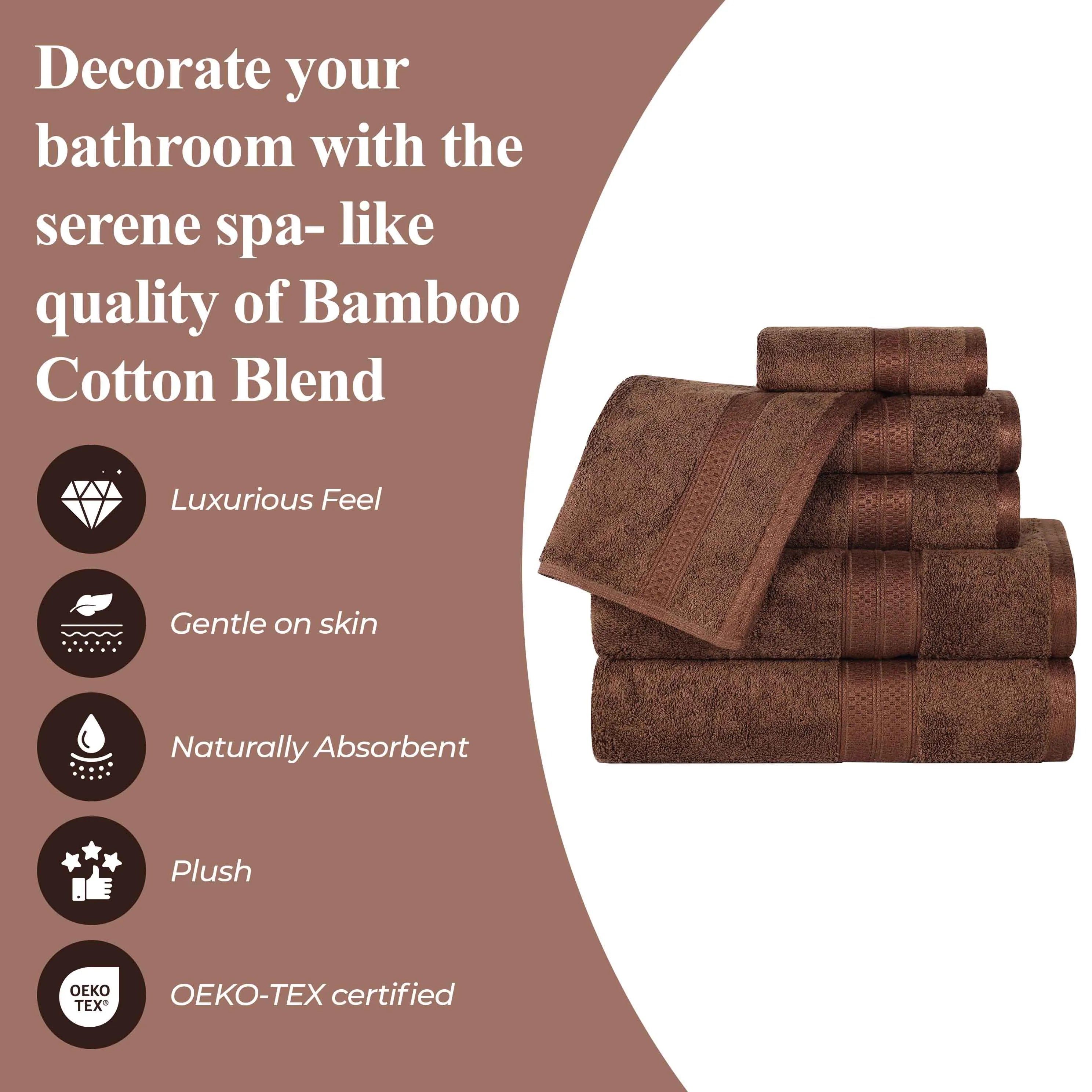 Ultra-Soft Rayon from Bamboo Cotton Blend Bath and Hand Towel Set
