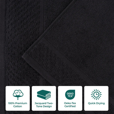 Lodie Cotton Plush Absorbent Jacquard Solid 3 Piece Assorted Towel Set