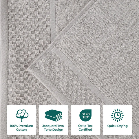 Lodie Cotton Plush Absorbent Jacquard Solid 3 Piece Assorted Towel Set