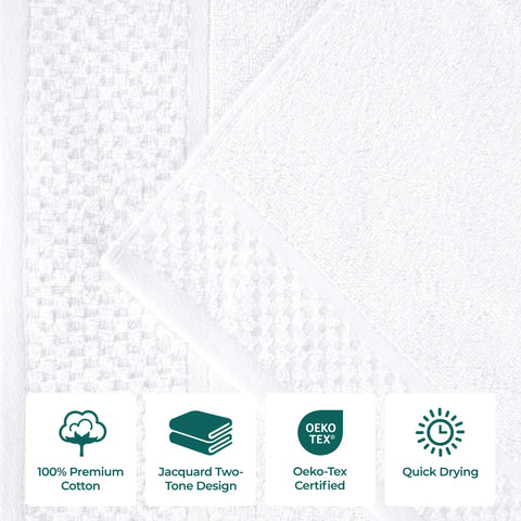 Lodie Cotton Plush Absorbent Jacquard Solid 3 Piece Assorted Towel Set