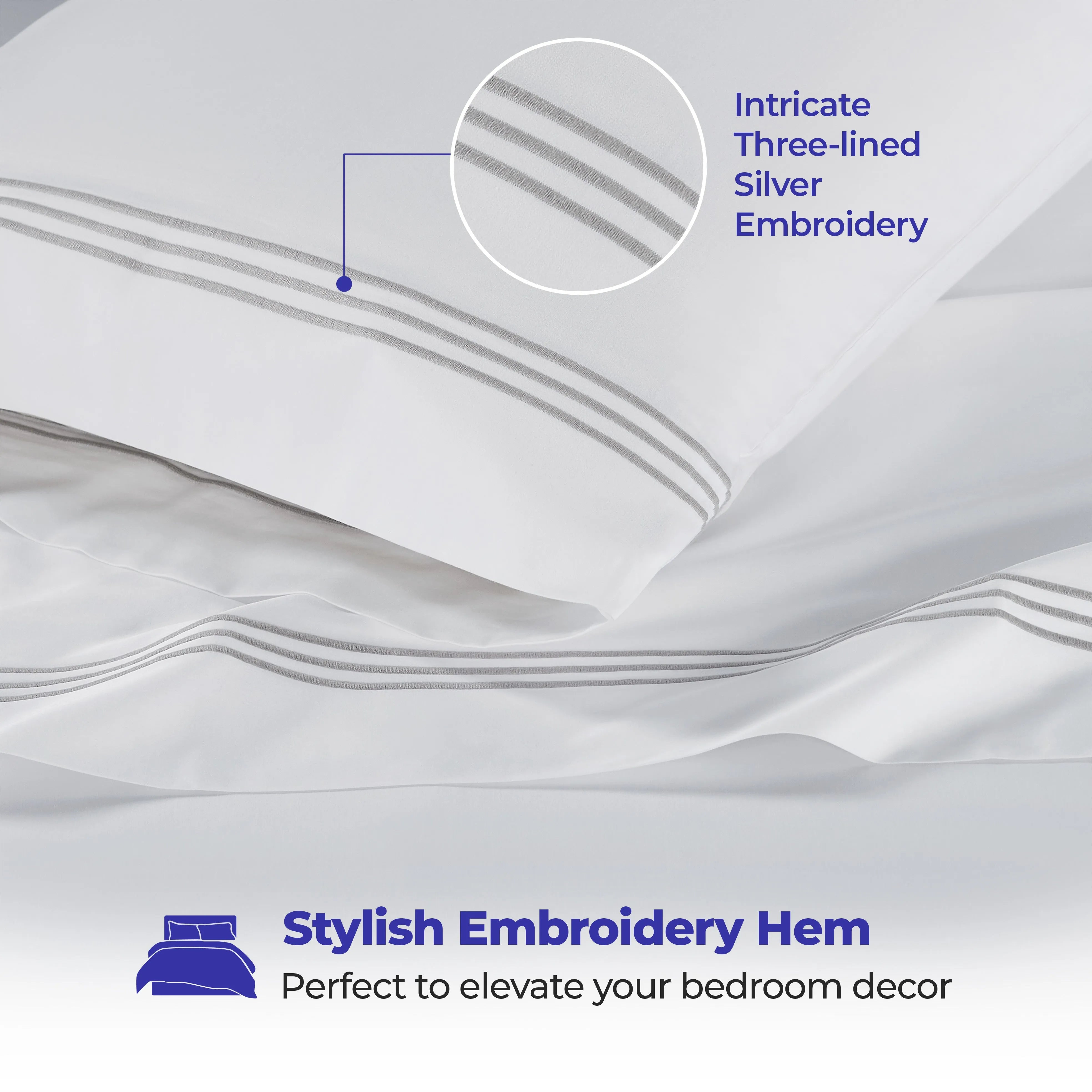 Brandon Cotton Three-Line Embroidered Deep Pocket Bed Sheet Set