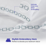 100% Cotton Bed Sheet Set Embroidered Deep Pocket Chain Links