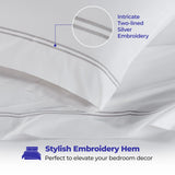 100% Cotton Bed Sheet Set Two-Line Embroidered Deep Pocket Fieldstone