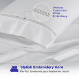 100% Cotton Bed Sheet Set Cross-Stitch Embroidered Deep Pocket Riverton