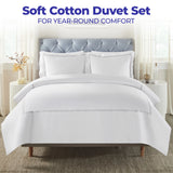 100% Cotton Two-Line Border Embroidered Duvet Cover Set