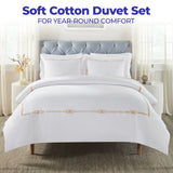 Moonlawn Cotton Gold Embroidered 3 Piece Duvet Cover Set