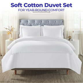 Riverton Cotton Cross-Stitch Embroidered 3 Piece Duvet Cover Set