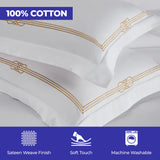 Moonlawn Cotton Gold Embroidered 3 Piece Duvet Cover Set