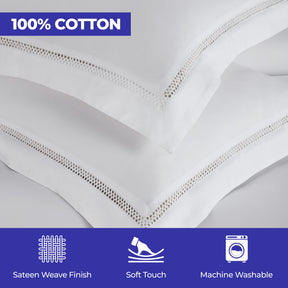 Riverton Cotton Cross-Stitch Embroidered 3 Piece Duvet Cover Set