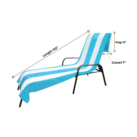 Cabana Striped Cotton Standard Size Chaise Lounge Chair Cover Set