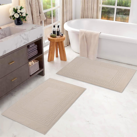 Egyptian Cotton Bath Mat Set of 2 Greek Key Infinity Border