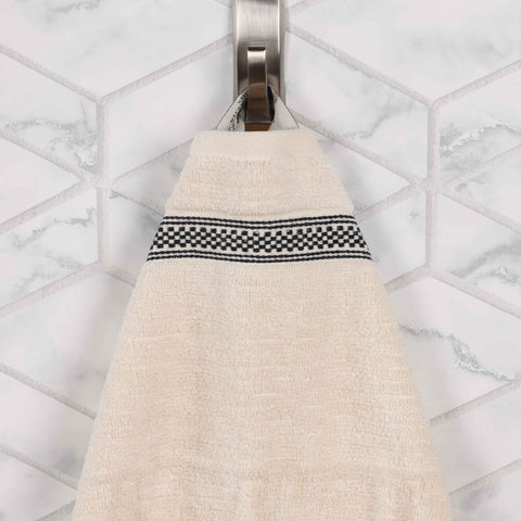 Brea Zero Twist Cotton Ribbed Geometric Border 12 Piece Towel Set