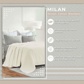 Milan Cotton Textured Jacquard Striped Lightweight Woven Blanket
