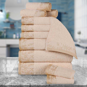 Wisteria Cotton Medium Weight Floral Jacquard 12 Piece Towel Set